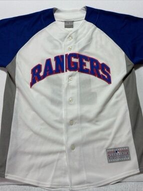 Texas Rangers Dynasty Series Kids' White,Royal Blue Baseball VintageJersey #0603
